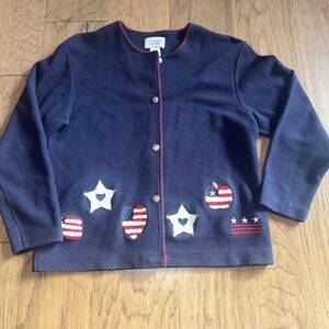 Christopher & Banks Navy Sweater with Red Stitching Americana
